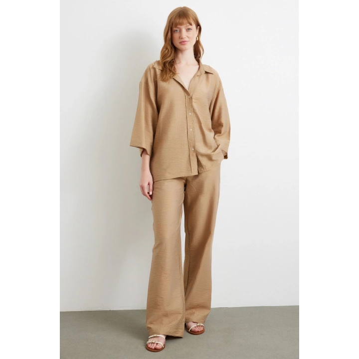 Arka Cepli Salaş Pantolon Kahve