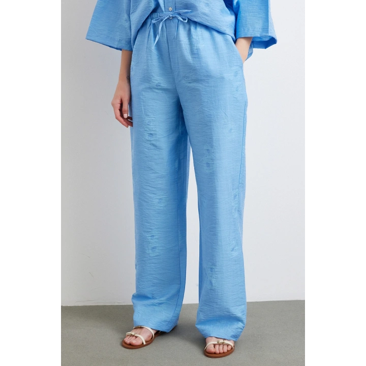 Arka Cepli Salaş Pantolon Mavi