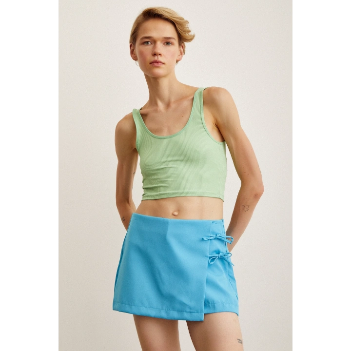 Askılı Crop Bluz Yeşil