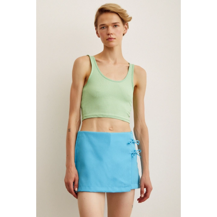 Askılı Crop Bluz Yeşil