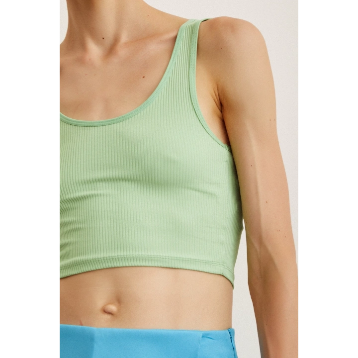 Askılı Crop Bluz Yeşil