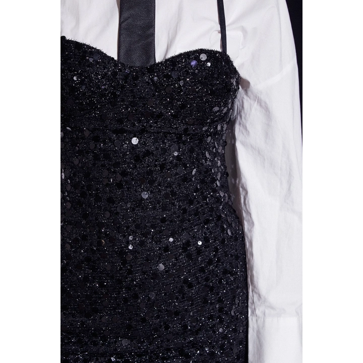 Askılı Pul Elbise Siyah