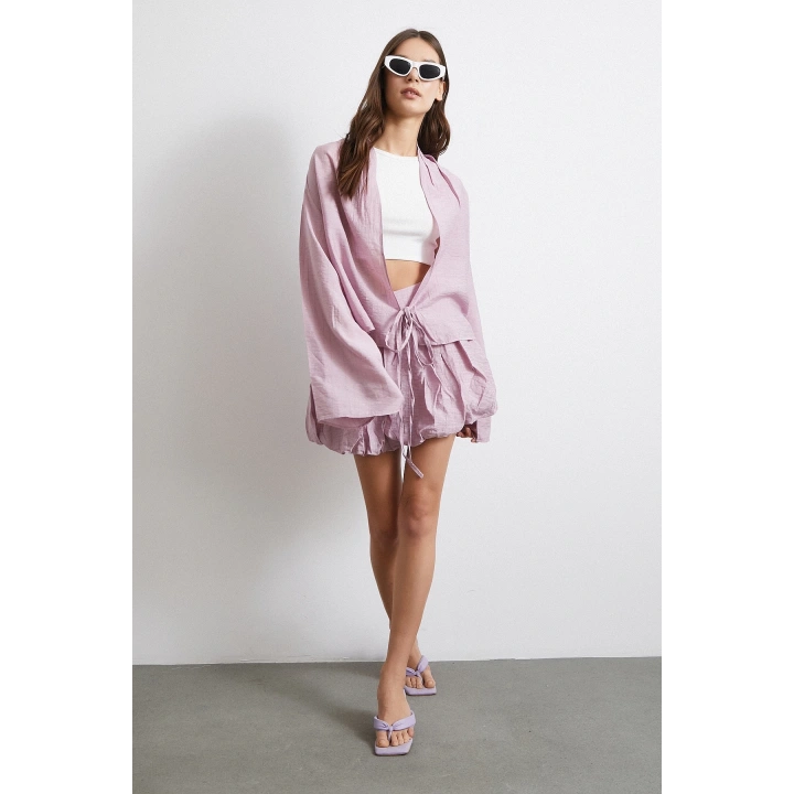 Astarlı Balon Etek Lila