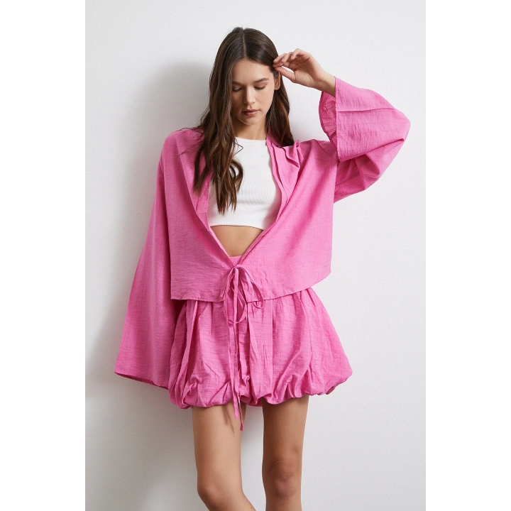 Astarlı Balon Etek Pembe