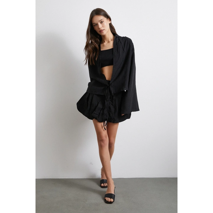 Astarlı Balon Etek Siyah