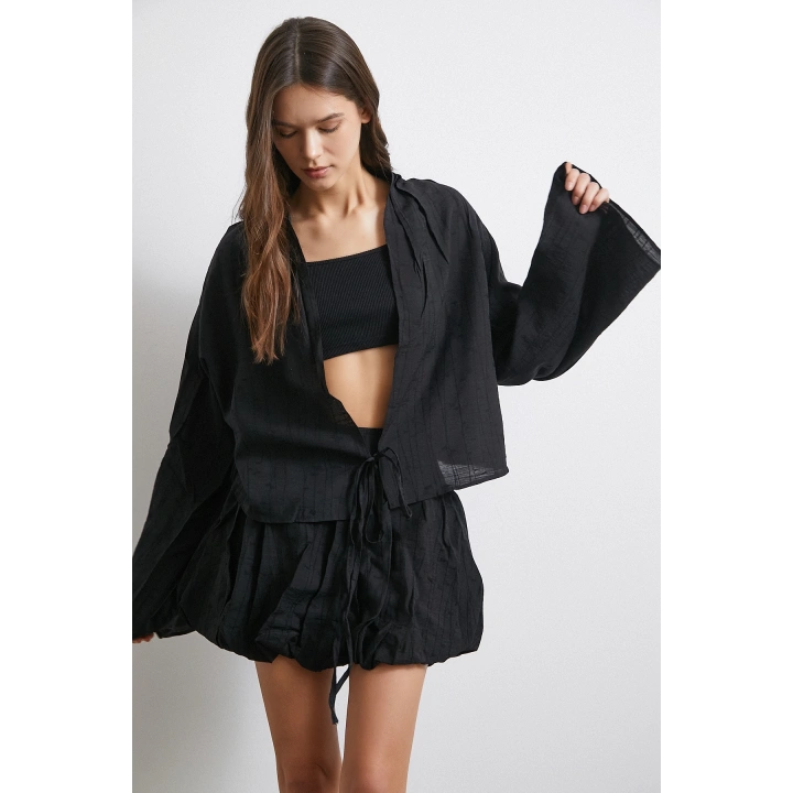 Astarlı Balon Etek Siyah