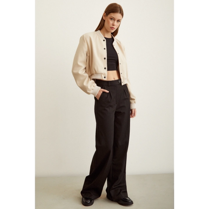 Astarlı Çıt Çıtlı Ceket Bej