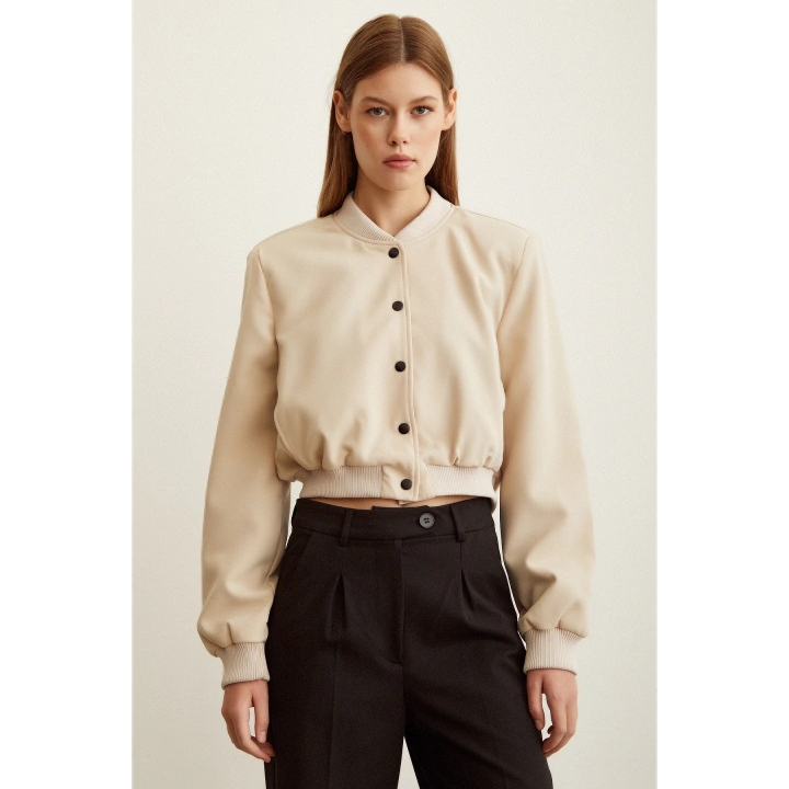 Astarlı Çıt Çıtlı Ceket Bej