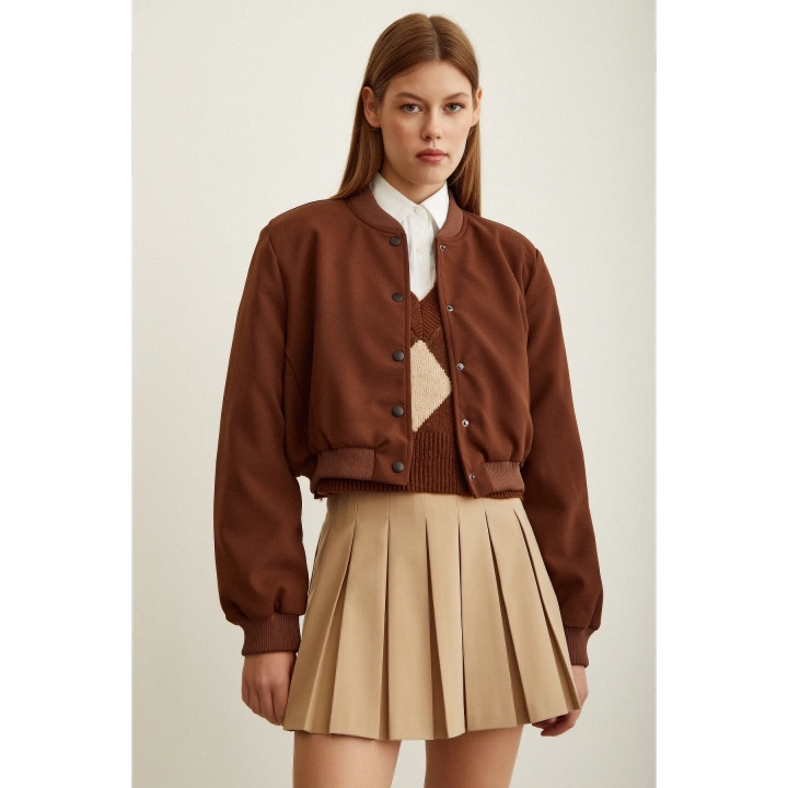 Astarlı Çıt Çıtlı Ceket Kahve