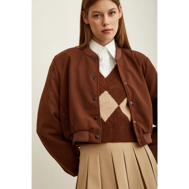 Astarlı Çıt Çıtlı Ceket Kahve