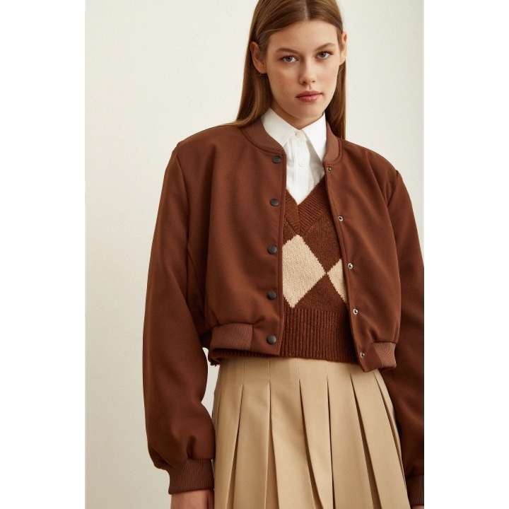 Astarlı Çıt Çıtlı Ceket Kahve