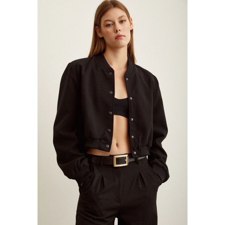 Astarlı Çıt Çıtlı Ceket Siyah