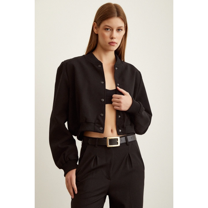 Astarlı Çıt Çıtlı Ceket Siyah
