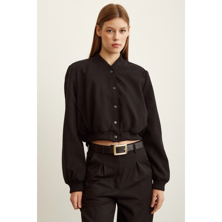 Astarlı Çıt Çıtlı Ceket Siyah