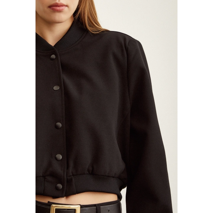 Astarlı Çıt Çıtlı Ceket Siyah