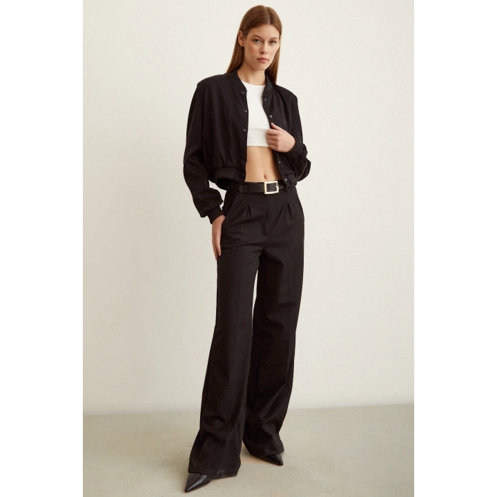 Astarlı Çıt Çıtlı Ceket Siyah