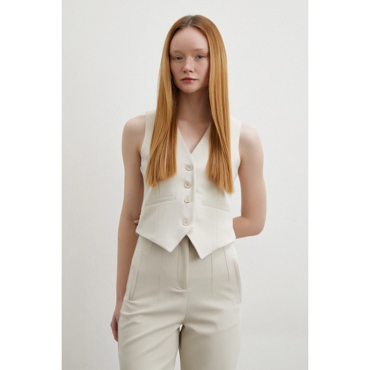 Astarlı Kuplu Yelek Bej