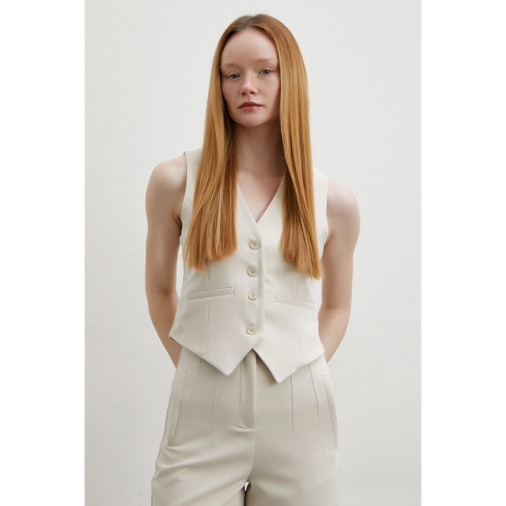 Astarlı Kuplu Yelek Bej