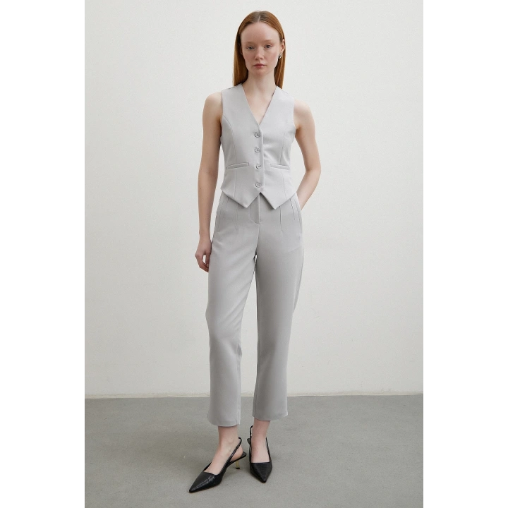 Astarlı Kuplu Yelek Gri