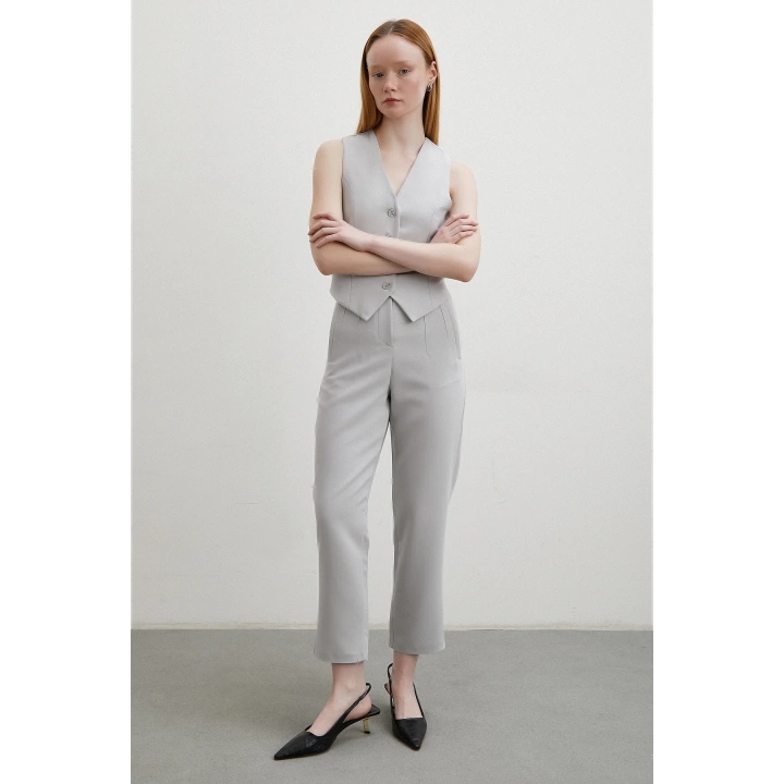 Astarlı Kuplu Yelek Gri