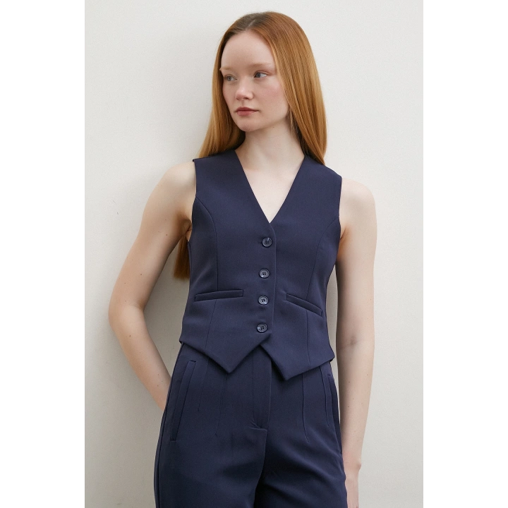 Astarlı Kuplu Yelek Lacivert