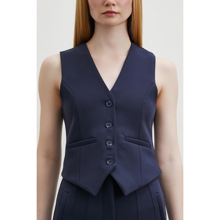 Astarlı Kuplu Yelek Lacivert