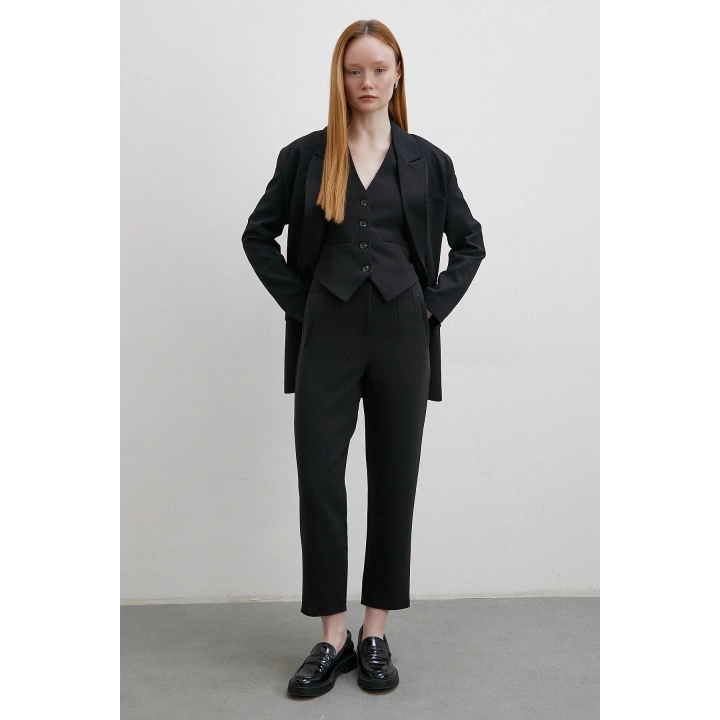 Astarlı Kuplu Yelek Siyah