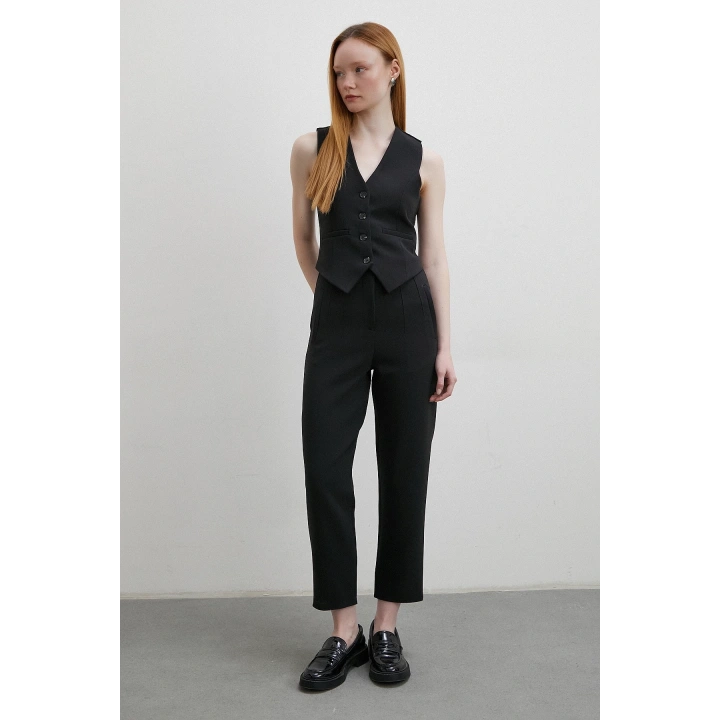 Astarlı Kuplu Yelek Siyah