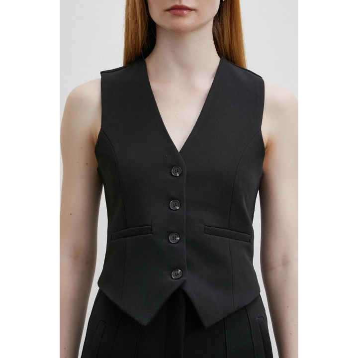 Astarlı Kuplu Yelek Siyah