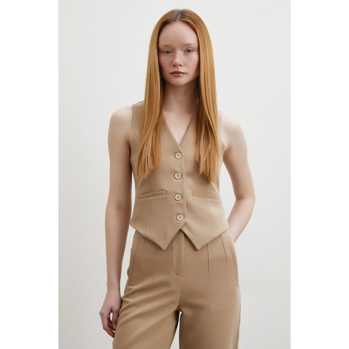 Astarlı Kuplu Yelek Vizon