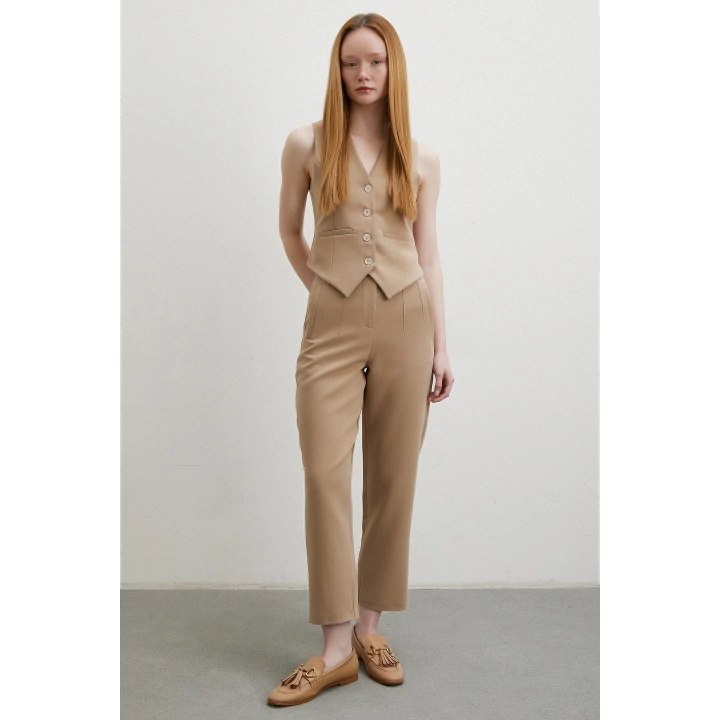 Astarlı Kuplu Yelek Vizon