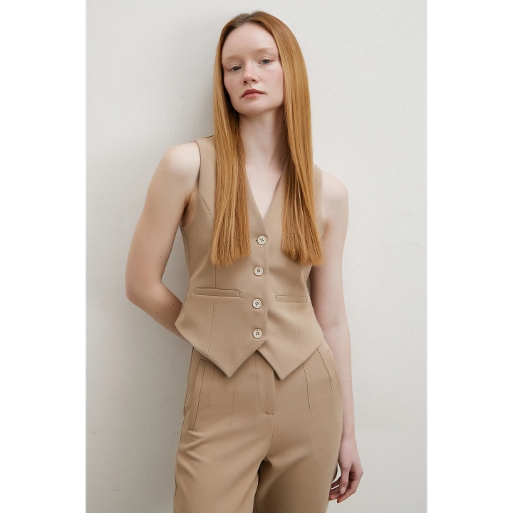 Astarlı Kuplu Yelek Vizon