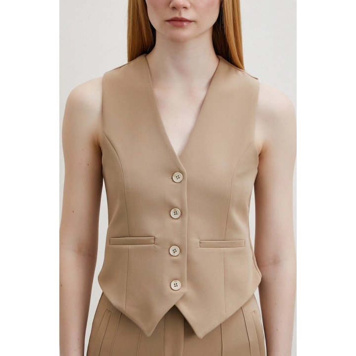 Astarlı Kuplu Yelek Vizon