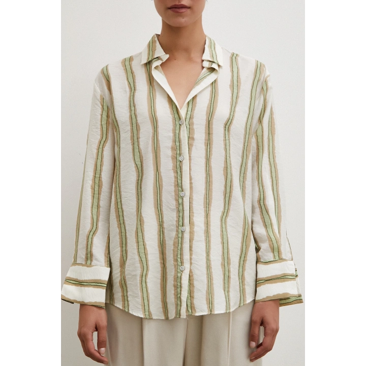 Bambu Çizgili Gömlek Yeşil