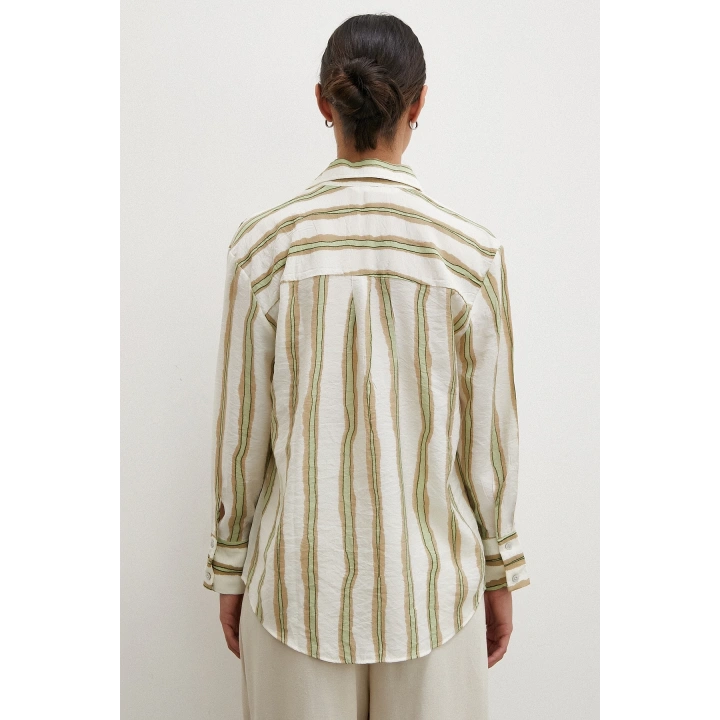 Bambu Çizgili Gömlek Yeşil