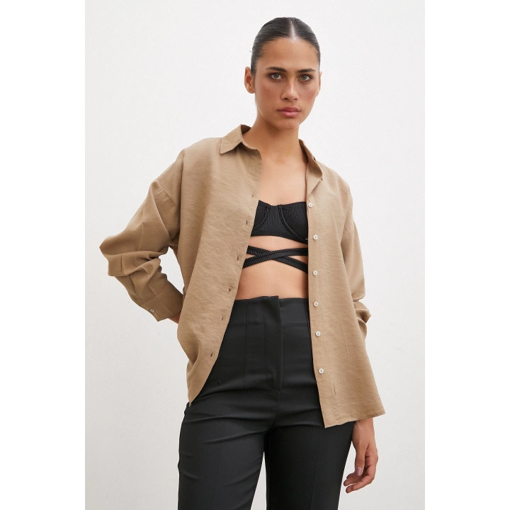 Basic Modal Gömlek Camel