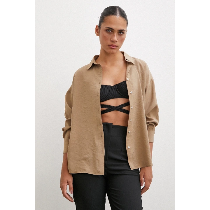 Basic Modal Gömlek Camel