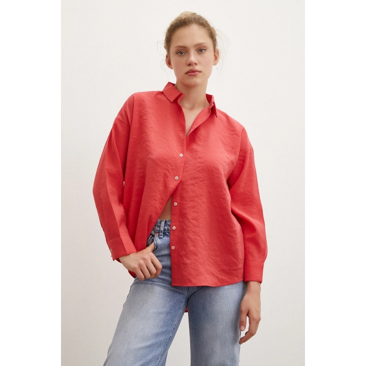 Basic Modal Gömlek Mercan