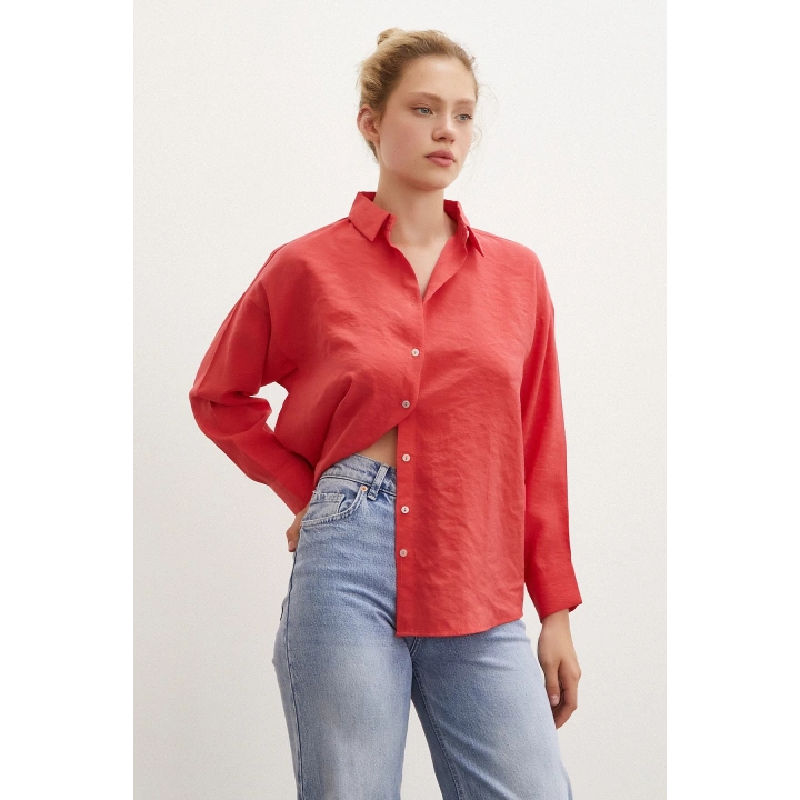 Basic Modal Gömlek Mercan