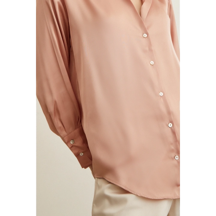 Basic Saten Gömlek Pudra