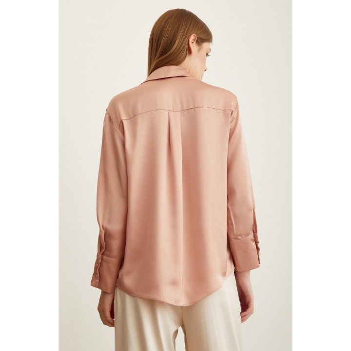 Basic Saten Gömlek Pudra