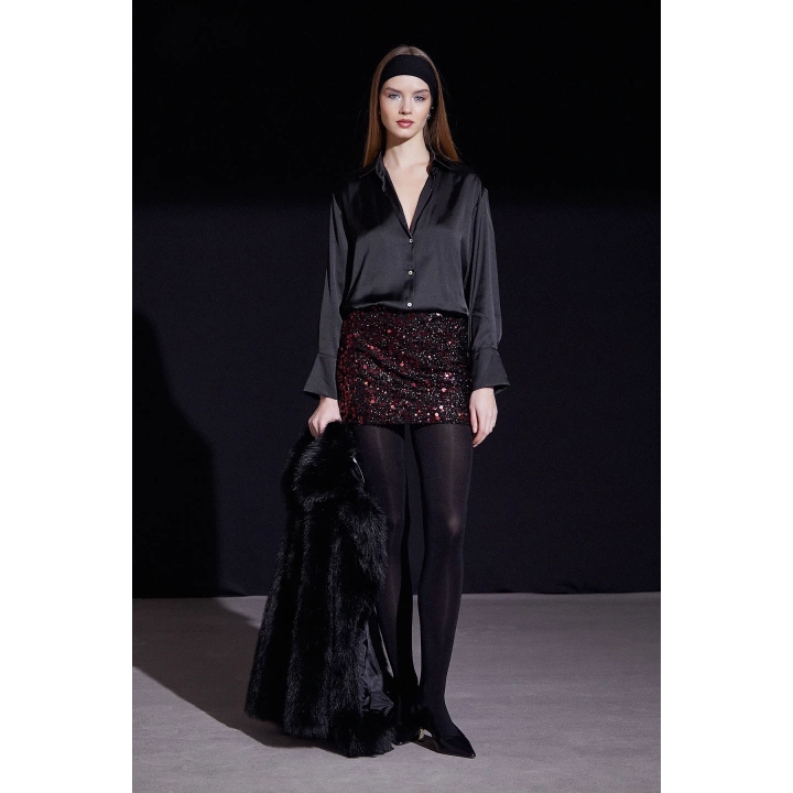 Basic Saten Gömlek Siyah