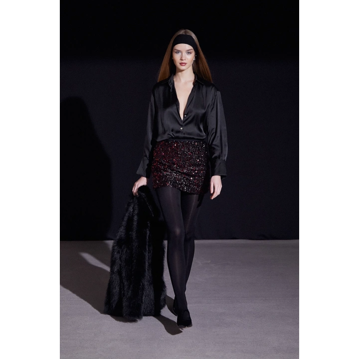 Basic Saten Gömlek Siyah