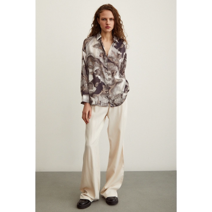 Batik Desen Gömlek Gri