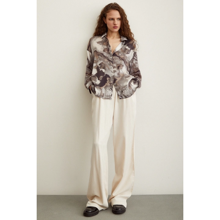 Batik Desen Gömlek Gri