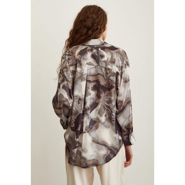 Batik Desen Gömlek Gri