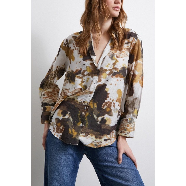 Batik Desen Vual Gömlek Haki