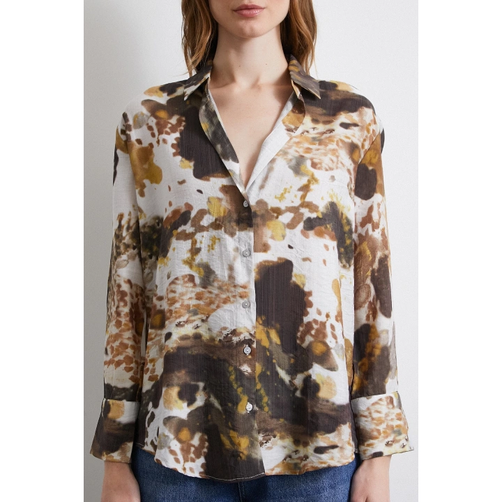 Batik Desen Vual Gömlek Haki