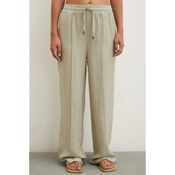 Belden Bağlamalı Pantolon Taş