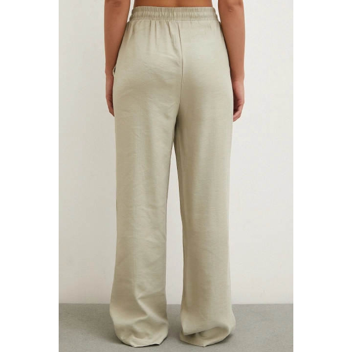 Belden Bağlamalı Pantolon Taş